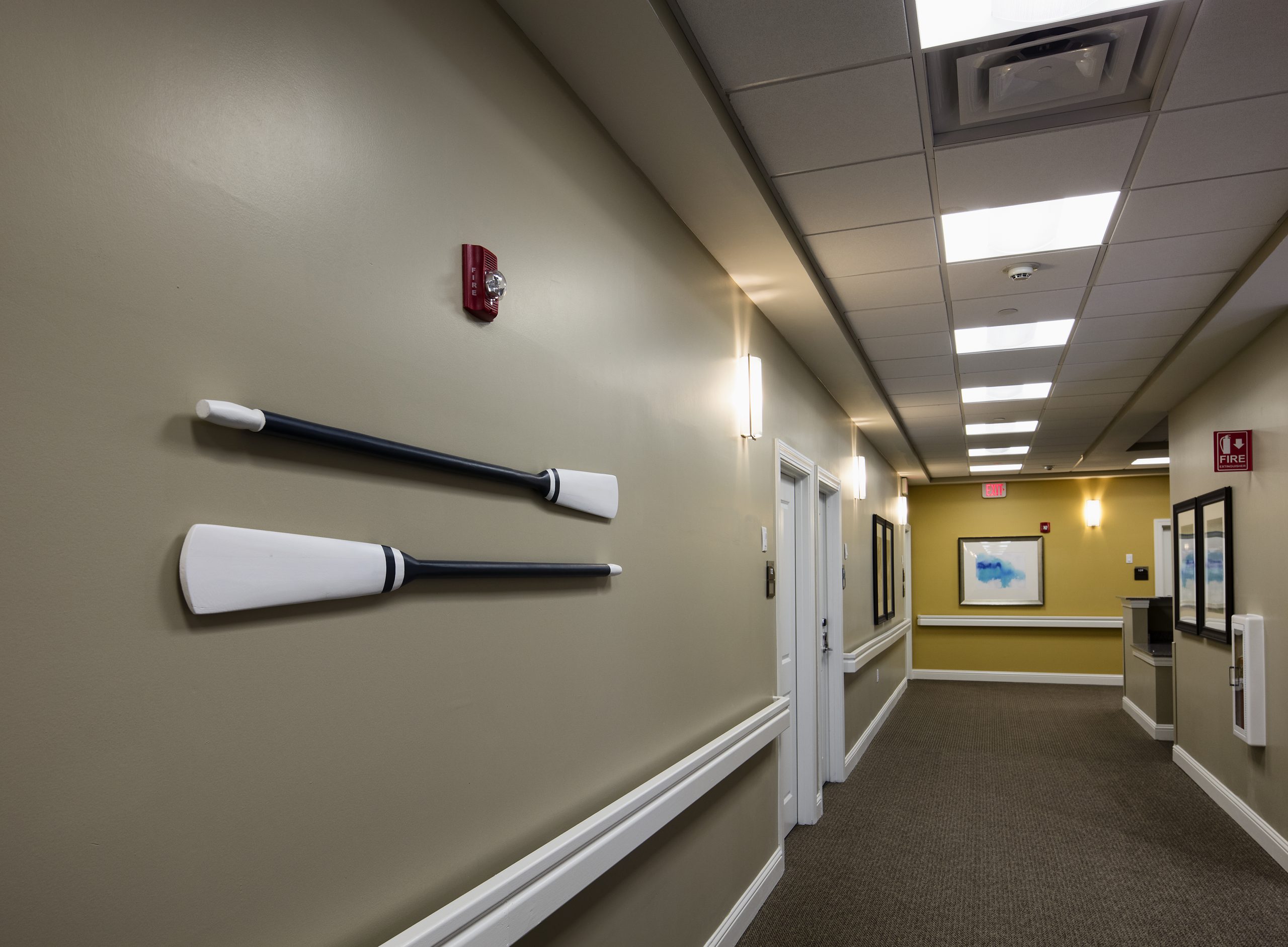 Hallway with decorative oars